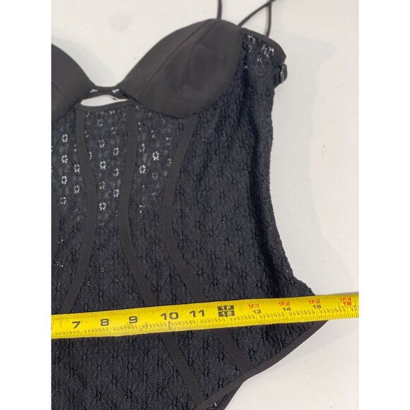 Zara Black Lace Body Suit With Adjustable Straps & Snap Closure - Picture 13 of 16
